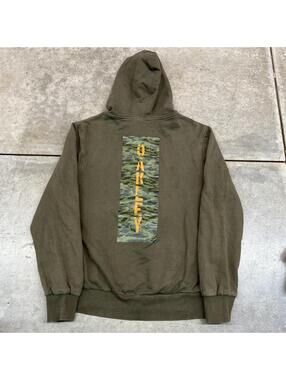 vintage oakley olive green small camo logo zip up hoodie size small